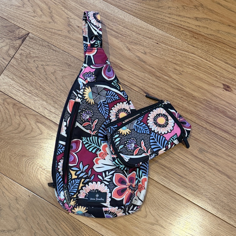 Vera Bradley Colorful Floral Sling Bag and Pouch
